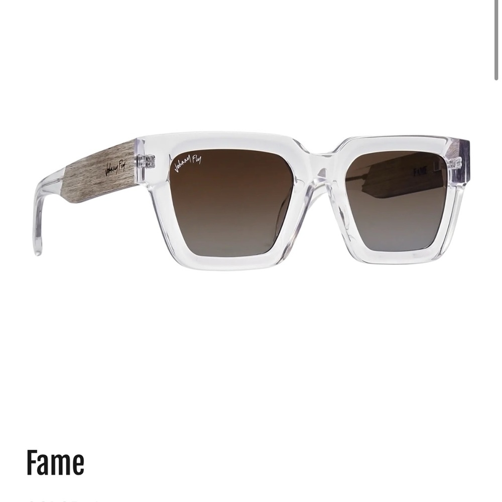 NWT - Clear and Brown Gradient Sunglasses w/ Wooden Accents - Unisex - Polarized